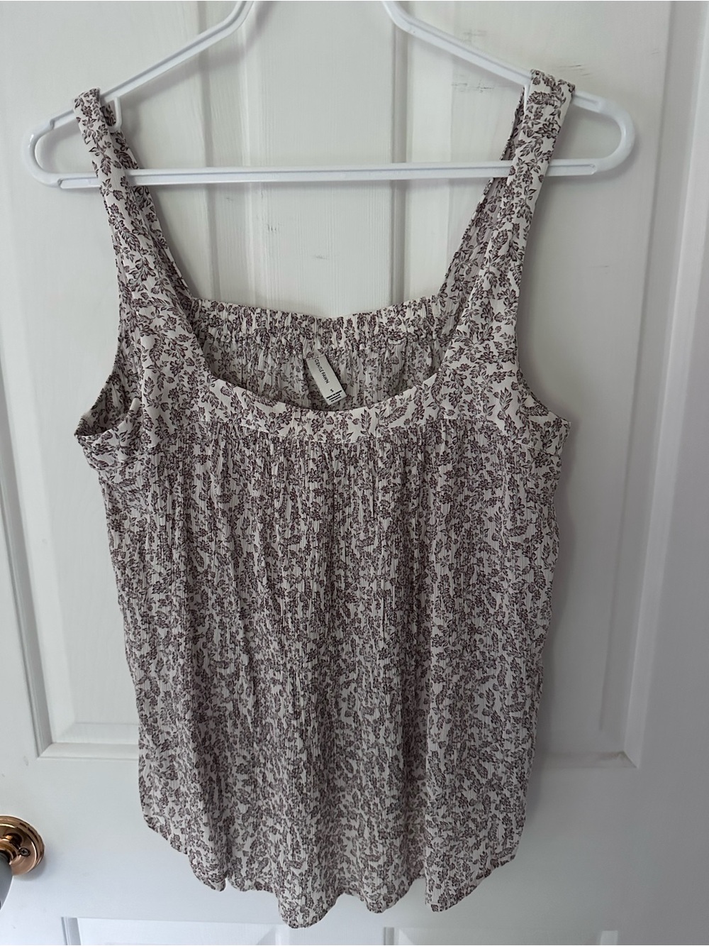 Gentle Fawn Cream Tank Top with Brown Floral Print